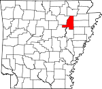 Map of Arkansas showing Jackson County 