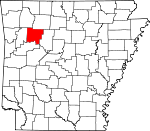 Map of Arkansas showing Johnson County 