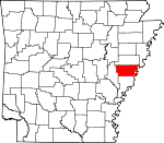 Map of Arkansas showing Lee County 