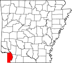 Map of Arkansas showing Miller County 