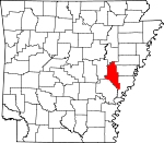 Map of Arkansas showing Monroe County 