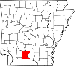 Map of Arkansas showing Ouachita County 