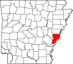 Map of Arkansas showing Phillips County 