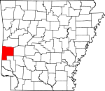 Map of Arkansas showing Polk County 