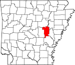 Map of Arkansas showing Prairie County 