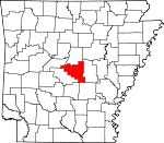 Map of Arkansas showing Pulaski County 