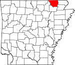 Map of Arkansas showing Randolph County 