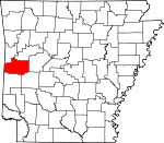 Map of Arkansas showing Scott County 