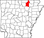 Map of Arkansas showing Sharp County 