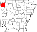 Map of Arkansas showing Washington County 