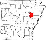 Map of Arkansas showing Woodruff County 