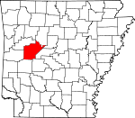 Map of Arkansas showing Yell County 