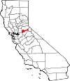 Map of California showing Amador County 