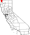 Map of California showing Del Norte County 