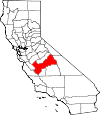 Map of California showing Fresno County 