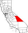 Map of California showing Inyo County 