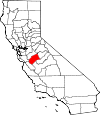 Map of California showing Merced County 