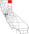 Map of California showing Modoc County 