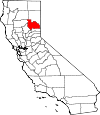 Map of California showing Plumas County 