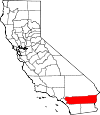 Map of California showing Riverside County 