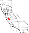 Map of California showing San Benito County 