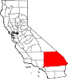 Map of California showing San Bernardino County 