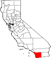 Map of California showing San Diego County 