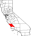 Map of California showing San Luis Obispo County 