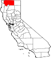 Map of California showing Siskiyou County 