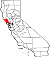 Map of California showing Sonoma County 