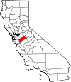 Map of California showing Stanislaus County 