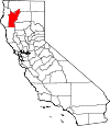 Map of California showing Trinity County 