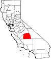 Map of California showing Tulare County 