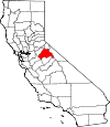 Map of California showing Tuolumne County 