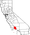 Map of California showing Ventura County 