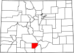 Map of Colorado showing Alamosa County 