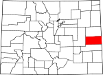 Map of Colorado showing Cheyenne County 