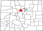 Map of Colorado showing Clear Creek County 