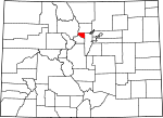 Map of Colorado showing Gilpin County 