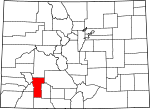 Map of Colorado showing Hinsdale County 