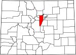 Map of Colorado showing Jefferson County 