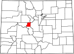 Map of Colorado showing Lake County 