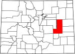 Map of Colorado showing Lincoln County 