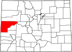 Map of Colorado showing Mesa County 