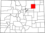 Map of Colorado showing Morgan County 