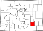 Map of Colorado showing Otero County 