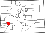 Map of Colorado showing Ouray County 