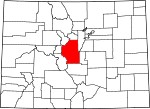 Map of Colorado showing Park County 