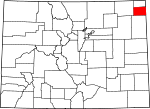 Map of Colorado showing Phillips County 