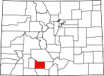 Map of Colorado showing Rio Grande County 